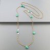 Collana A Nodo Orafo Dorato Con Cristallo Giallo,Giada E Perle Di Fiume