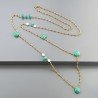 Collana A Nodo Orafo Dorato Con Cristallo Giallo,Giada E Perle Di Fiume