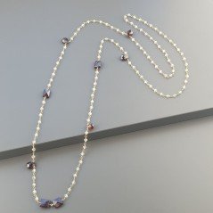 Collana A Nodo Orafo Dorato Con Cristallo E Granato
