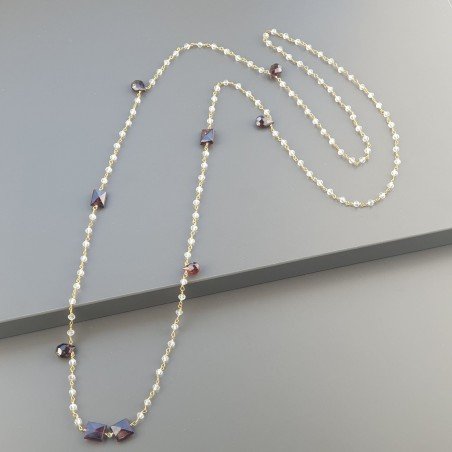 Collana A Nodo Orafo Dorato Con Cristallo E Granato