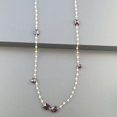 Collana A Nodo Orafo Dorato Con Cristallo E Granato