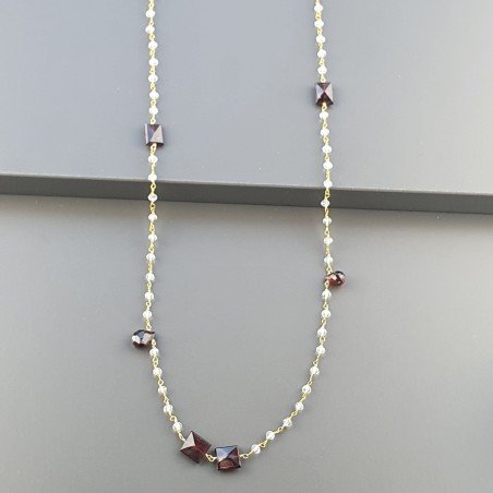 Collana A Nodo Orafo Dorato Con Cristallo E Granato