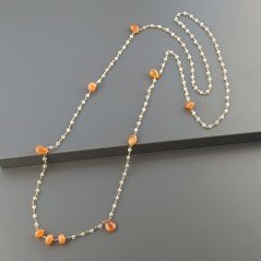Collana A Nodo Orafo Dorato Con Cristallo E Corniola