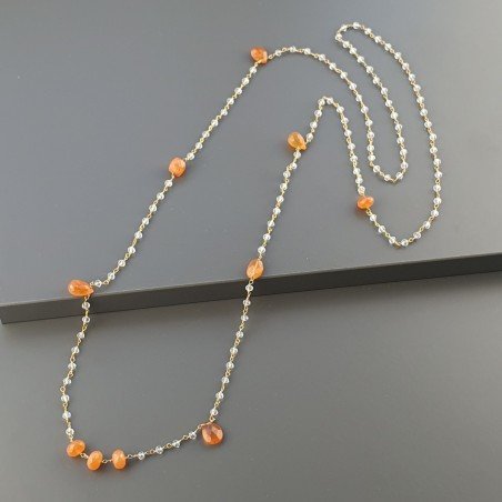 Collana A Nodo Orafo Dorato Con Cristallo E Corniola
