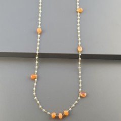 Collana A Nodo Orafo Dorato Con Cristallo E Corniola