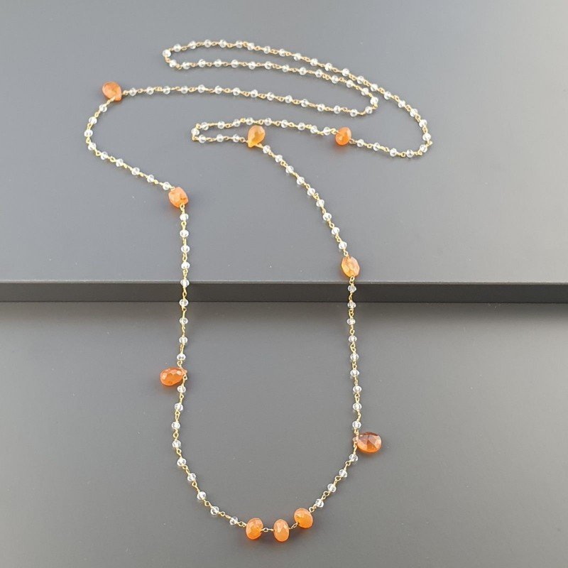 Collana A Nodo Orafo Dorato Con Cristallo E Corniola