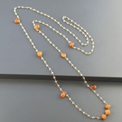 Collana A Nodo Orafo Dorato Con Cristallo E Corniola