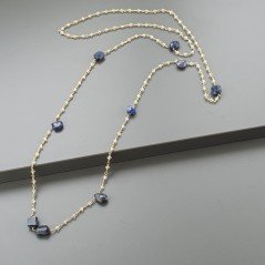 Collana A Nodo Orafo Dorato Con Cristallo E Lapis Lazuli