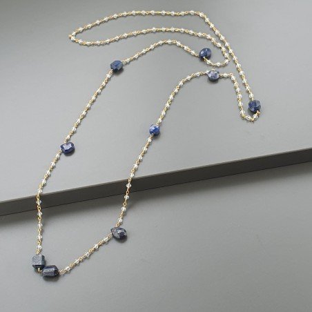 Collana A Nodo Orafo Dorato Con Cristallo E Lapis Lazuli