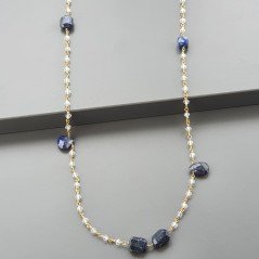Collana A Nodo Orafo Dorato Con Cristallo E Lapis Lazuli