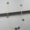 Collana A Nodo Orafo Dorato Con Cristallo E Lapis Lazuli