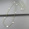 Collana A Nodo Orafo Rosato Con Cristallo Verde E Labradorite Bianca