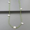 Collana A Nodo Orafo Rosato Con Cristallo Verde E Labradorite Bianca