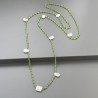 Collana A Nodo Orafo Rosato Con Cristallo Verde E Labradorite Bianca