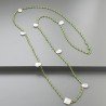 Collana A Nodo Orafo Rosato Con Cristallo Verde E Labradorite Bianca