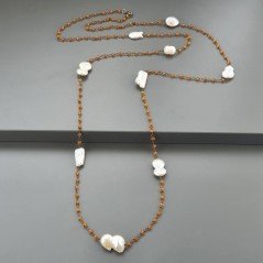 Collana A Nodo Orafo Brunito Con Cristallo Arancio E Perle Di Fiume Collana A Nodo Orafo Brunito Con Cristallo Arancio E Perle Di Fiume