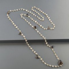 Collana A Nodo Orafo Dorato Con Pietra Di Luna (Adularia) E Quarzo Fume