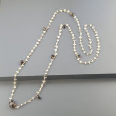 Collana A Nodo Orafo Dorato Con Pietra Di Luna (Adularia) E Quarzo Fume