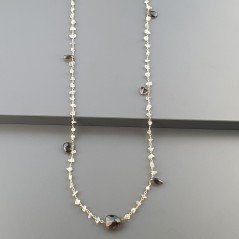Collana A Nodo Orafo Dorato Con Pietra Di Luna (Adularia) E Quarzo Fume