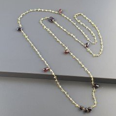 Collana A Nodo Orafo Dorato Con Peridoto E Granato Naturale