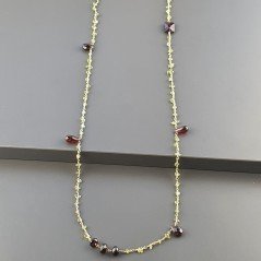 Collana A Nodo Orafo Dorato Con Peridoto E Granato Naturale