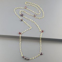 Collana A Nodo Orafo Dorato Con Peridoto E Granato Naturale