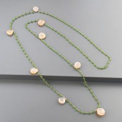Collana A Nodo Orafo Rosato Con Cristallo Verde E Calcedonio