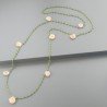 Collana A Nodo Orafo Rosato Con Cristallo Verde E Calcedonio