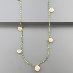 Collana A Nodo Orafo Rosato Con Cristallo Verde E Calcedonio