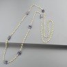 Collana A Nodo Orafo Dorato Con Peridoto E Iolite Sassi