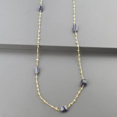 Collana A Nodo Orafo Dorato Con Peridoto E Iolite Sassi
