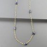 Collana A Nodo Orafo Dorato Con Peridoto E Iolite Sassi