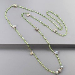 Collana A Nodo Orafo Rosato Con Cristallo Verde E Labradorite