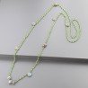 Collana A Nodo Orafo Rosato Con Cristallo Verde E Labradorite