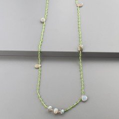 Collana A Nodo Orafo Rosato Con Cristallo Verde E Labradorite