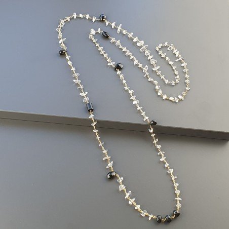 Collana A Nodo Orafo Dorato Con Cristallo Di Rocca,Spinello Nero Quarzo è Onice