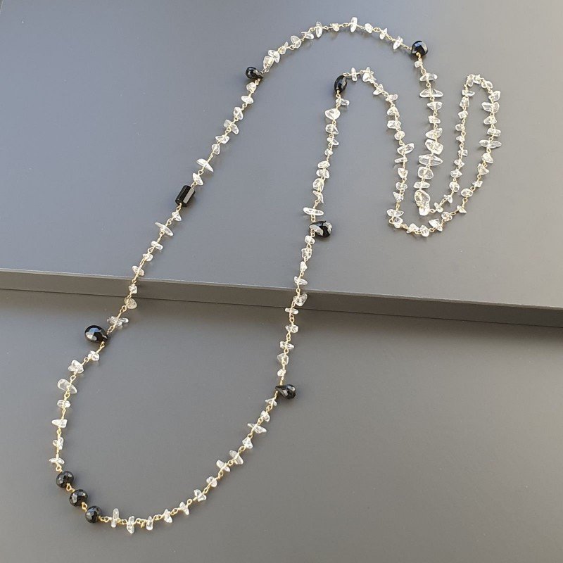 Collana A Nodo Orafo Dorato Con Cristallo Di Rocca,Spinello Nero Quarzo è Onice Collana A Nodo Orafo Dorato Con Cristallo Di Rocca,Spinello Nero Quarzo è Onice