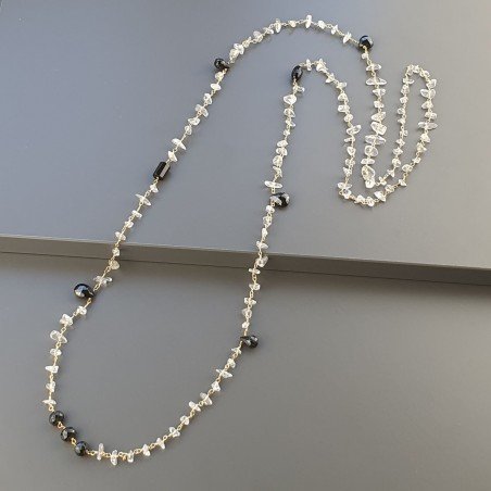 Collana A Nodo Orafo Dorato Con Cristallo Di Rocca,Spinello Nero Quarzo è Onice