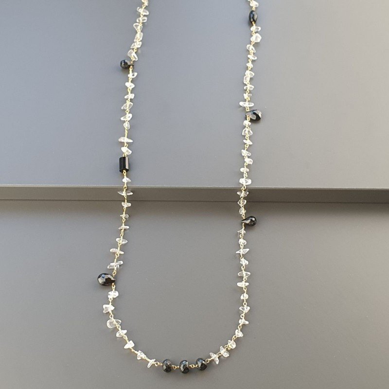 Collana A Nodo Orafo Dorato Con Cristallo Di Rocca,Spinello Nero Quarzo è Onice Collana A Nodo Orafo Dorato Con Cristallo Di Rocca,Spinello Nero Quarzo è Onice