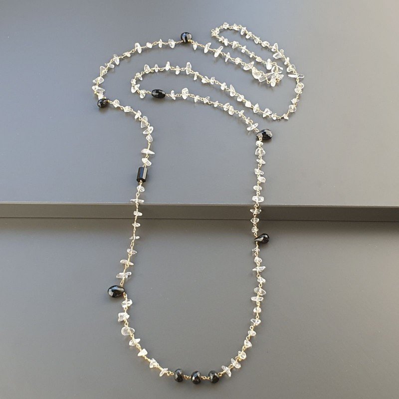Collana A Nodo Orafo Dorato Con Cristallo Di Rocca,Spinello Nero Quarzo è Onice Collana A Nodo Orafo Dorato Con Cristallo Di Rocca,Spinello Nero Quarzo è Onice