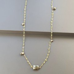 Collana A Nodo Orafo Dorato Con Peridoto E Pirite Naturale Collana A Nodo Orafo Dorato Con Peridoto E Pirite Naturale