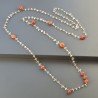 Collana A Nodo Orafo Dorato Con Cristallo di rocca Corniola e Giada Arancione.