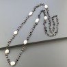 Collana A Nodo Orafo Rosato Con Onice Nera E Labradorite Bianca