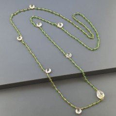 Collana A Nodo Orafo Rosato Con Cristallo Verde E Quarzo Limone Idrotermale