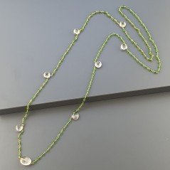 Collana A Nodo Orafo Rosato Con Cristallo Verde E Quarzo Limone Idrotermale
