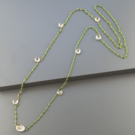 Collana A Nodo Orafo Rosato Con Cristallo Verde E Quarzo Limone Idrotermale