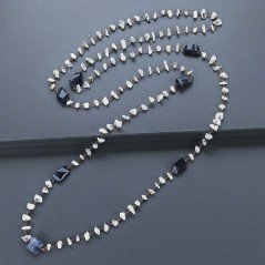 Collana A Nodo Orafo Rosato Con Labradorite Bianca E Iolite Naturale