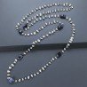 Collana A Nodo Orafo Rosato Con Labradorite Bianca E Iolite Naturale