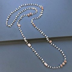 Collana A Nodo Orafo Brunito Con Pietra Di Luna (Adularia) Con Pietra Di Luna Beige