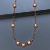 Collana A Nodo Orafo Brunito Con Cristallo Arancio E Perle Di Fiume